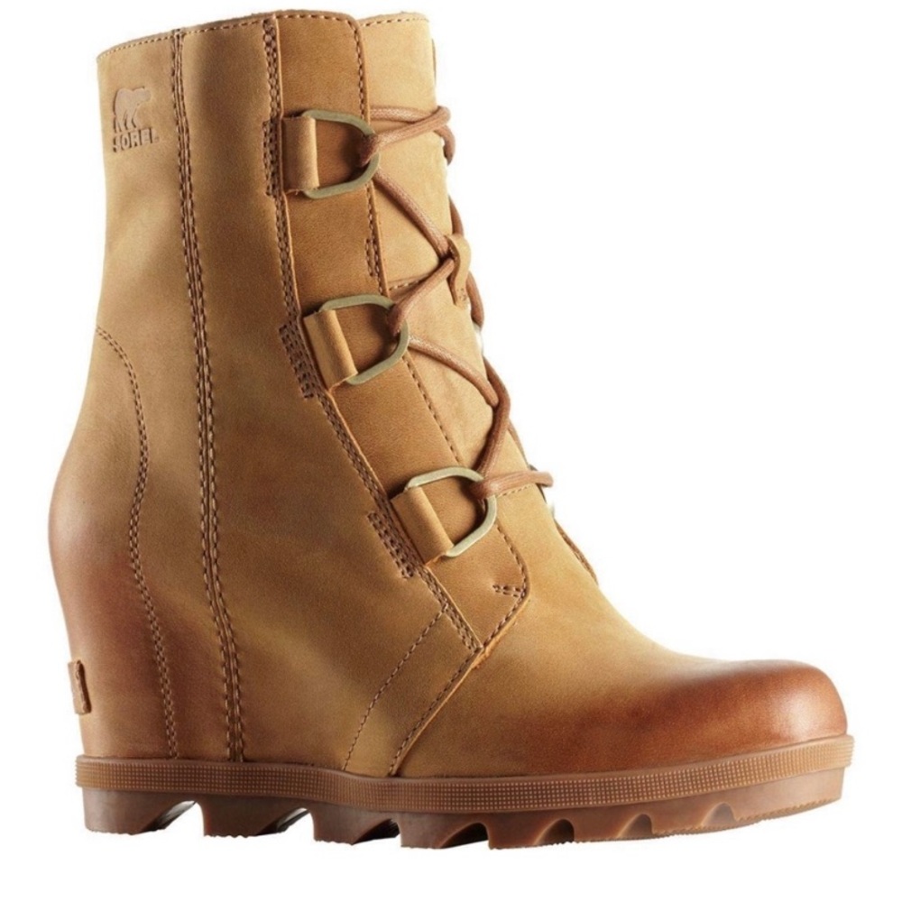 Sorel Joan of Arctic Wedge ll Waterproof Leather Boots - Camel Brown - Size 9.5